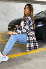 Black Tartan Check Brushed Oversized Shirt - Dafne-Shirts