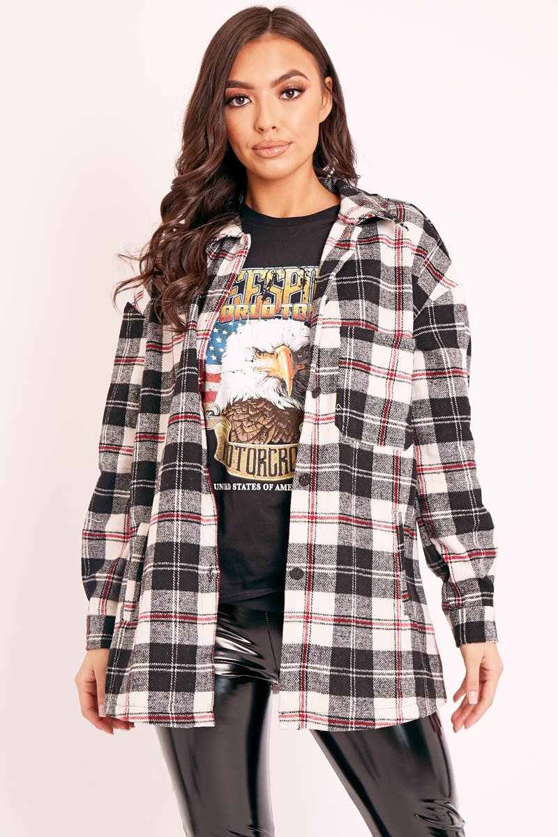Black Tartan Check Brushed Oversized Shirt - Dafne-Shirts