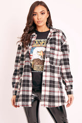 Black Tartan Check Brushed Oversized Shirt - Dafne-Shirts
