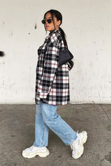 Black Tartan Check Brushed Oversized Shirt - Dafne-Shirts