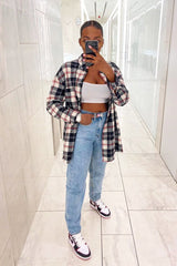 Black Tartan Check Brushed Oversized Shirt - Dafne-Shirts