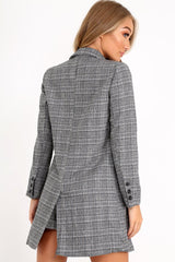 Black Tartan Double Button Coat - Royce-Coats
