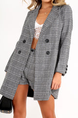 Black Tartan Double Button Coat - Royce-Coats