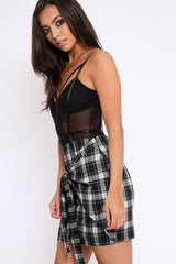 Black Tartan Tie Front Mini Skirt - Tyne-Skirts