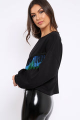 Black Tassel Front Cropped Jumper - Cosima-Jumper