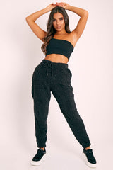 Black Teddy Borg Joggers - Allyssa-Joggers