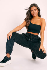 Black Teddy Borg Joggers - Allyssa-Joggers