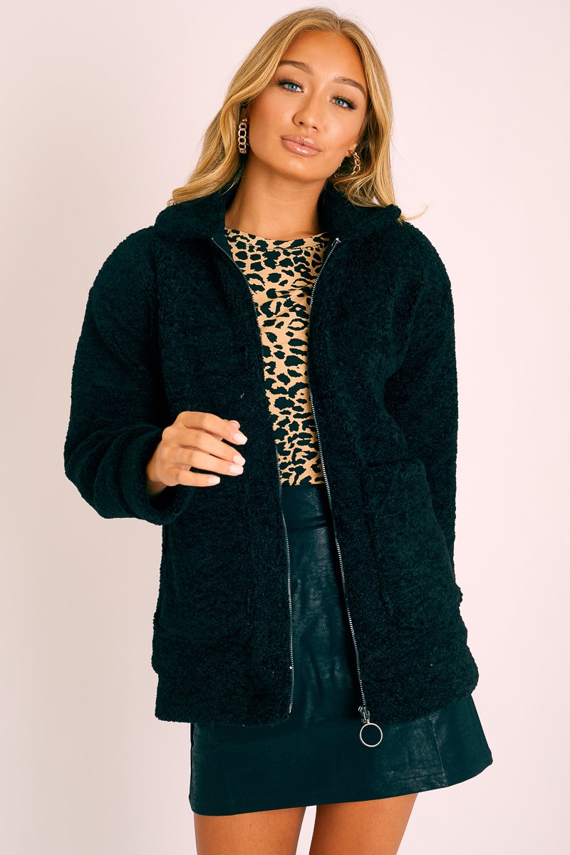 Black Teddy Zip Jacket - Rien-Jackets