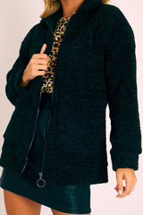 Black Teddy Zip Jacket - Rien-Jackets