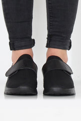 Black Textured Velcro Trainers - Genna-Trainers