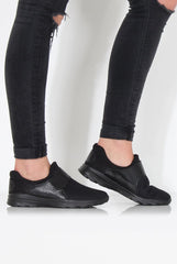 Black Textured Velcro Trainers - Genna-Trainers