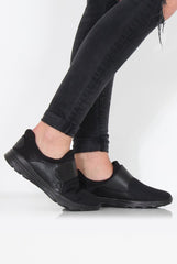 Black Textured Velcro Trainers - Genna-Trainers