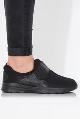 Black Textured Velcro Trainers - Genna-Trainers