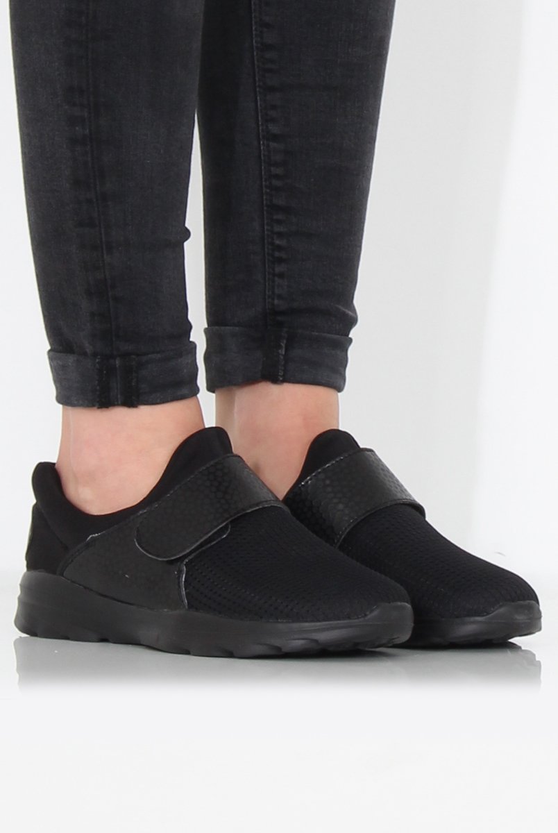 Black Textured Velcro Trainers - Genna-Trainers