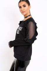 Black The Future Is Female Fishnet Frill Jumper - Jaeonna-Jumper