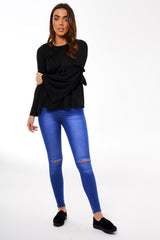 Black Tie Arm Top - Darby-Tops