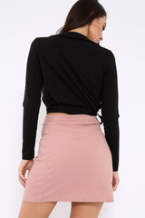 Black Tie Belt Blazer Top - Liyla-Tops