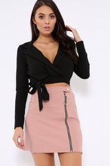 Black Tie Belt Blazer Top - Liyla-Tops