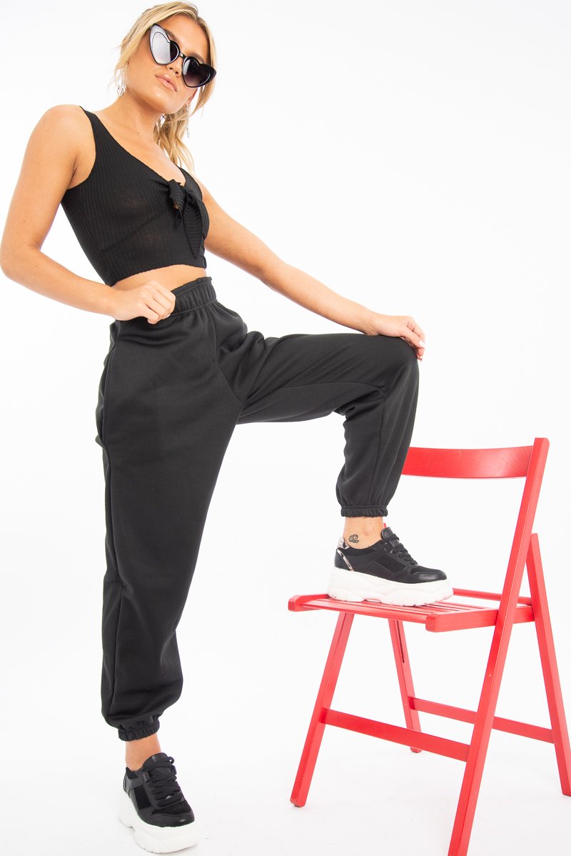 Black Tie Detail Extreme Cropped Top - Trista-Crop Tops