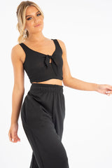 Black Tie Detail Extreme Cropped Top - Trista-Crop Tops