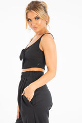 Black Tie Detail Extreme Cropped Top - Trista-Crop Tops