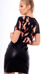 Black Tie Dye Slogan Print Crop Top - Jaiden-Crop Tops