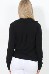 Black Tie Front Blouse - Becky-Blouses