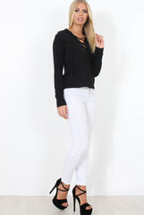 Black Tie Front Blouse - Becky-Blouses