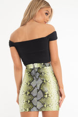 Black Tie Front Ruched Off Shoulder Crop Top - Blake-Crop Tops