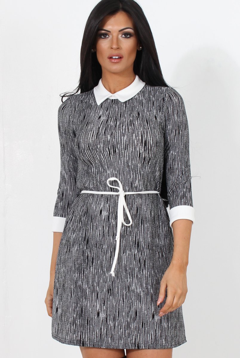 Black Tie Front Skater Dress-Sloan-Dresses