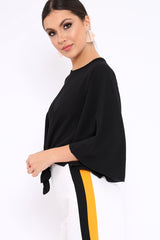 Black Tie Front Top with Flare Sleeves - Wren-Tops