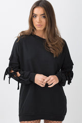 Black Tie Sleeve Detail Jumper Dress - Gina-Jumper