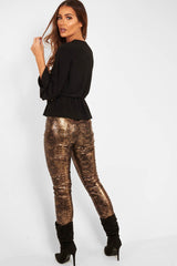 Black Tie Waist Long Sleeve Top - Floria-Tops