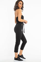 Black Tie Waist Sleeveless Jumpsuit - Tamya-Jumpsuits
