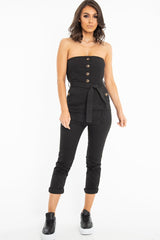 Black Tie Waist Sleeveless Jumpsuit - Tamya-Jumpsuits