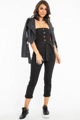 Black Tie Waist Sleeveless Jumpsuit - Tamya-Jumpsuits