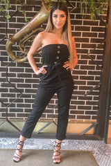 Black Tie Waist Sleeveless Jumpsuit - Tamya-Jumpsuits