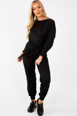 Black Tie at Waist Tracksuit - Sammie-Loungewear