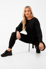 Black Tie at Waist Tracksuit - Sammie-Loungewear