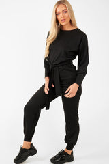 Black Tie at Waist Tracksuit - Sammie-Loungewear