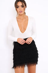 Black Tiered Frayed Skirt - Dahlina-Skirts