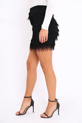 Black Tiered Frayed Skirt - Dahlina-Skirts