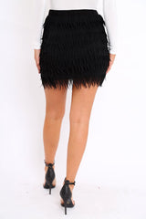 Black Tiered Frayed Skirt - Dahlina-Skirts