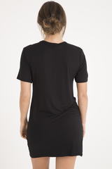 Black Tiger Lace Up T-Shirt Dress - Autumn-Dresses