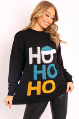 Black Tinsel 'Ho Ho Ho' Christmas Jumper - Mayana-Jumper