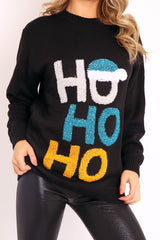 Black Tinsel 'Ho Ho Ho' Christmas Jumper - Mayana-Jumper