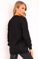 Black Tinsel 'Ho Ho Ho' Christmas Jumper - Mayana-Jumper