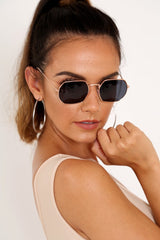 Black Tinted Metal Frame Sunglasses - Maevis-Sunglasses