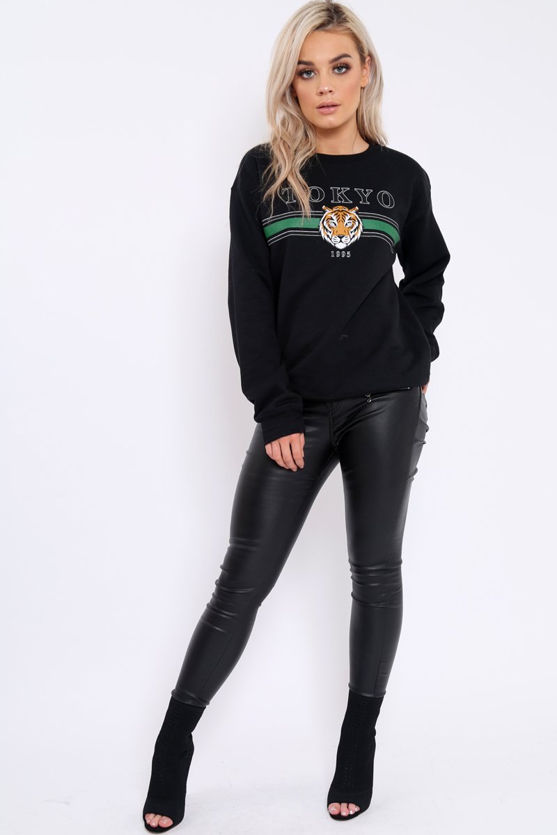 Black Tokyo Slogan Sweatshirt - Lilah-Sweatshirts