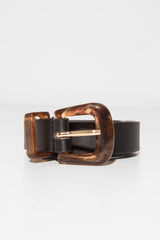 Black Tortoise Shell Detail Belt - Arabell-Belts